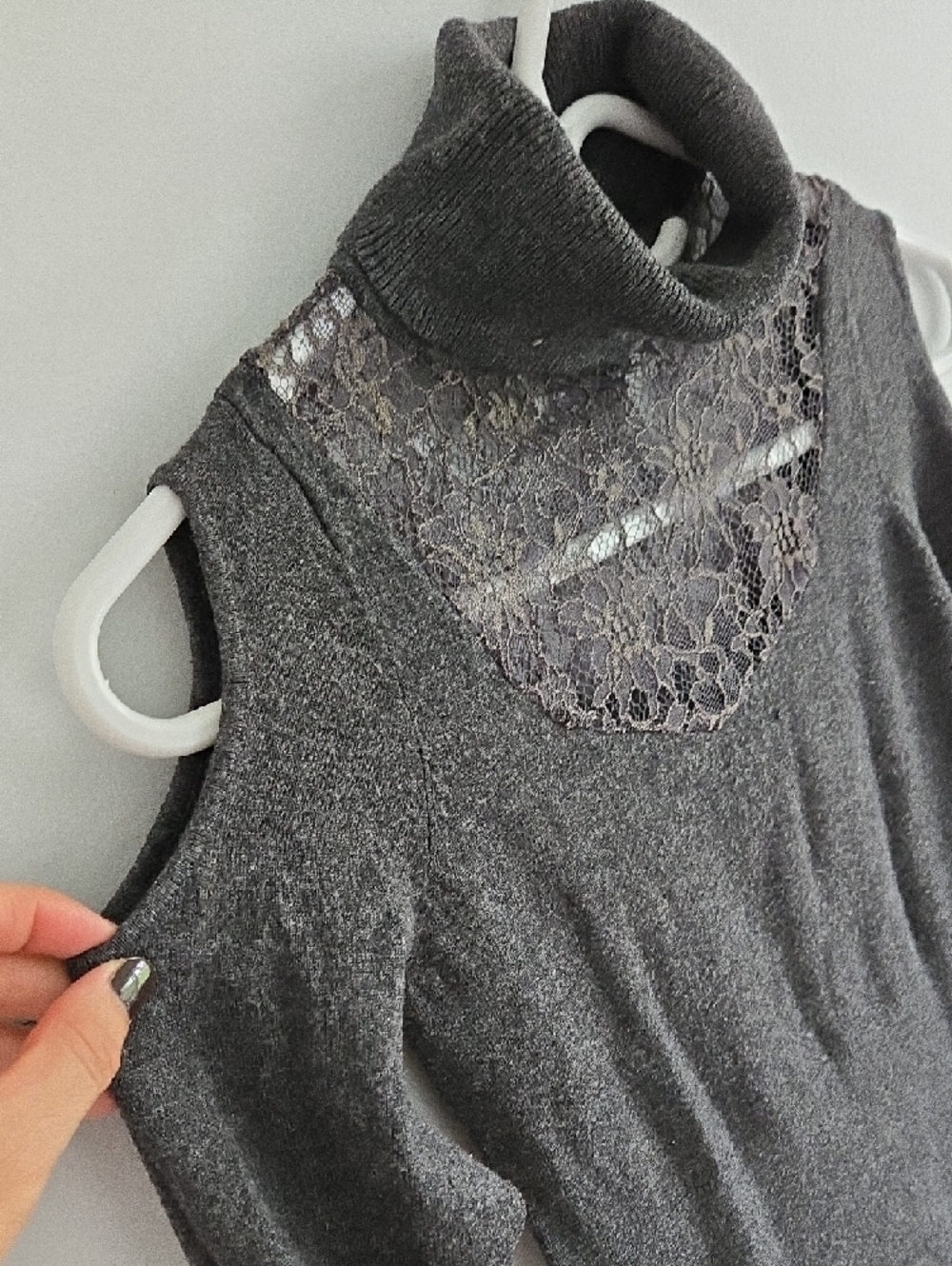 Guess Black Ribbed Knit Top with Logo Button